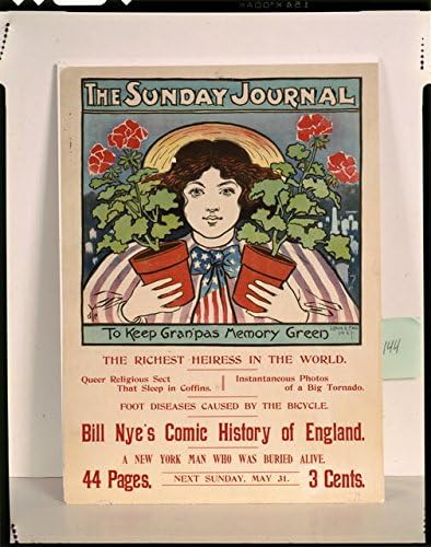 צילום היסטורי -פינדס: פרסומת, Journal Journal, צעירה אוחזת בעציץ גרניום, 1896
