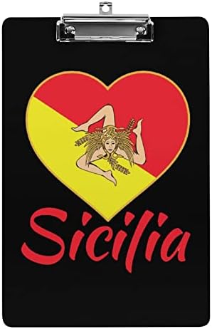 דגל סיציליה-טרינקריה סיציליאנית לוחות אקריליק עם קליפ מתכת 12.5 על 8.5 אינץ ' לוחות קליפ חמודים לאירוע בכיתה במשרד