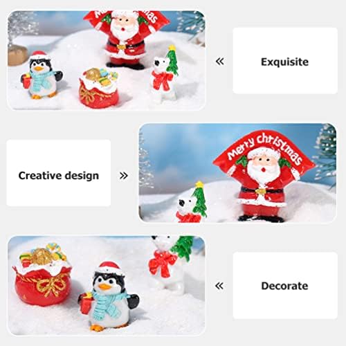 8 יחידות קישוטים לחג המולד שרף נופש סנטה קלאוס פינגווין שקיות מתנה פסלוני פסלונים לקישוט נוף של שלג של שלג של מלאכה.
