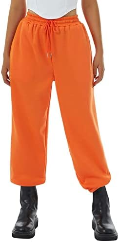 מכנסיים מזדמנים של וינמן נושכים מכנסי מותניים גבוהים אלסטיים עם כיסים צבע אחיד מכנסי טרנינג רופפים