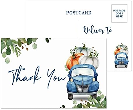 יואנסייל תינוק מקלחת תודה לך גלויות, כחול רכב הערכה הודעה כרטיסים, 25 כרטיסים –