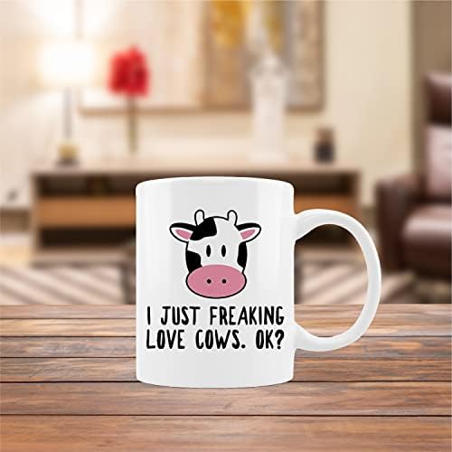 קונליסה מצחיק חלב פרה ספל כוס, אני רק מתחרפן אהבת פרות בסדר קרמיקה ספל-11 עוז קפה חלב תה ספל כוס,מתנות עבור פרה אוהבי חוות בנות נשים גברים