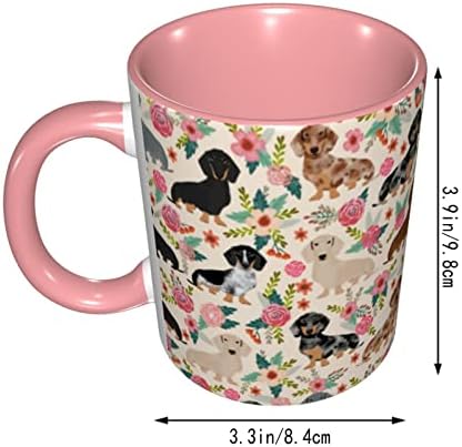 מג ' וג תחש כלב נקניק פרח חידוש קפה ספלי 11 אונקיה מצחיק קרמיקה קפה כוסות עם ידית, מדיח כלים מיקרוגל בטוח,יפה מתנה לחברים