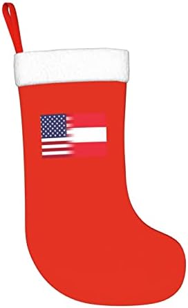 דגל אמריקה של TZT ודגל אוסטרי גרבי חג המולד, מתנות למסיבת חג חג המולד לקישוטי חג משפחתיים 18 אינץ '