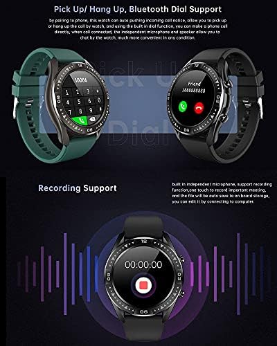 Dros Smart Watch for Men תומך בהקלטה אחת במפתח וב- Bluetooth שיחת זיכרון 8 ג'יגה-בייט מוסיקה מקומית צמיד חכם גשש כושר עם דופק לחץ דופק