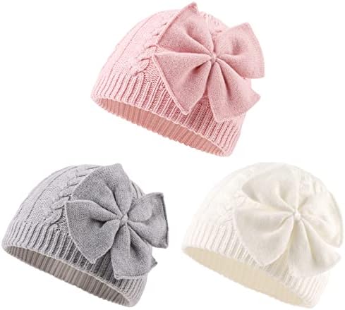 חורף חם סרוג תינוק כובע עבור בנות כותנה מרופד תינוקות פעוט בנות כובע סתיו חמוד קשת קלאסי בנות כפה 0-6