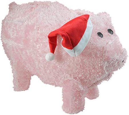 סייננה מוארת לפני חזיר שניל חיצוני של סנטה כובע חצר חג המולד לחצר חג המולד, 28