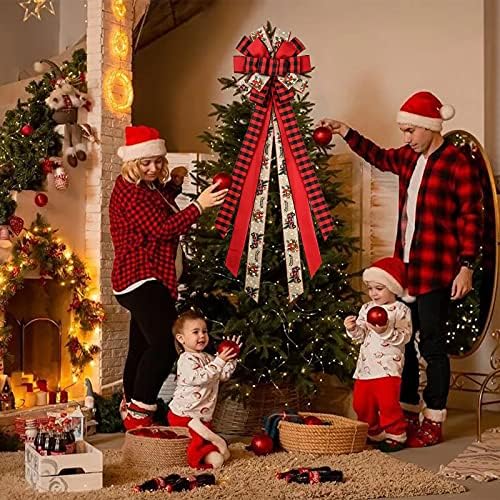 עץ חג המולד טופר קישוט קשת, טופר קשת חג המולד עם זרמים, 44x13 אינץ