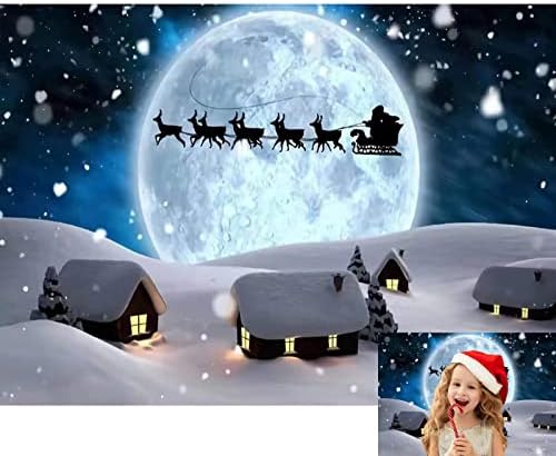 חורף שלג חג המולד צילום רקע אגדה ירח סנטה איל לבן שלג כוכבים שמיים תמונה סטודיו רקע חג המולד ליל כל הקדושים מסיבת קישוטי רקע חג המולד