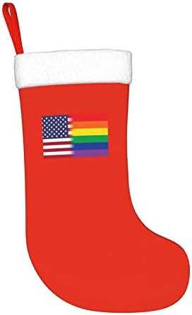 TZT אמריקאי הומואים דגל קשת גרבי חג המולד, מתנות למסיבת חג חג המולד לקישוטי חג משפחתיים 18 אינץ '