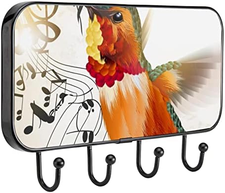Muoooum Wears Wears Hummingbird מנגן מוסיקה תו מחזיק מפתח לדקורטיבי קיר עם 4 ווים מפתח קולב מעיל, קולב ארנק, וו מגבת, קולבי מפתח קלים