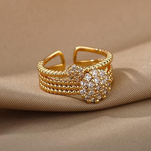 ויאלמה זירקון מעגל פתוח טבעות לנשים קריסטל זהב אצבע קסם מתכוונן טבעת חתונה ולנטיין תכשיטים-89924