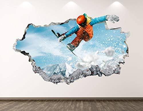 קיר סנובורד מדבקות אמנות תפאורה 3D מרוסקת ספורט ספורט פוסטר לילדים חדר קיר מתנה בהתאמה אישית BL368
