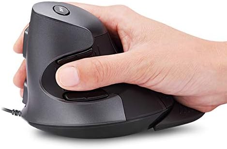 עכבר ארגונומי אנכי קווי דלוקס, עם 6 כפתורים הניתנים לתכנות, 4200 דפי, משענת כף יד נשלפת, מפחית כאבי פרק כף היד ומנהרה הקרפלית לידיים בינוניות