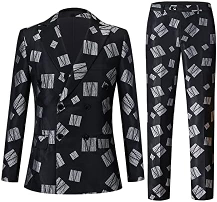 חליפות גברים של HJQSC 2 חלקים משובצים בלייזר משובץ מעילי כפתור כפתורים מכנסיים מכנסיים בגדים רשמיים לגברים