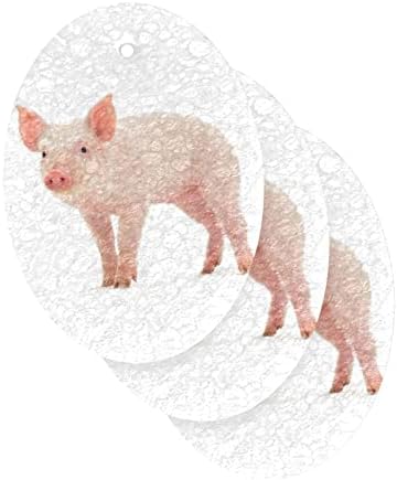 Alaza חמוד חזירים חמוד ספוגים טבעיים טבעיים מטבח תאית ספוג למנות שטיפת אמבטיה וניקוי משק בית, שאינו מגרש וידידותי לסביבה, 3 חבילה