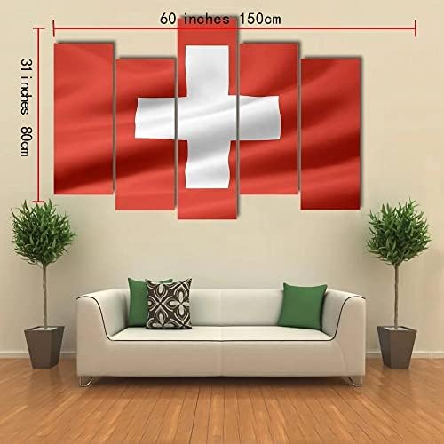 ארגו בתוספת שוויץ דגל קיר אמנות מדהים נמתח ציור מוכן לתלות עבור בית תפאורה-מושלם לסלון גלריה קיר