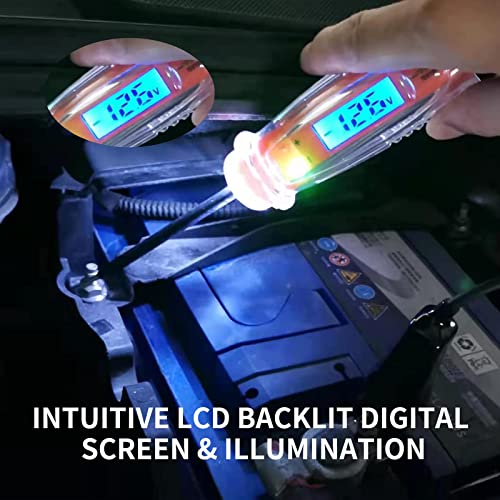 Awblin Automotive Test Light 3-60V DC Tester Light Light עם מד מתח, בודק מעריטים אוטומטי כבד עם תצוגת תאורה אחורית LCD ואינדיקציה של LED,