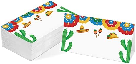 כרטיס שולחן כרטיס, כרטיסי המסיבה המקסיקנית עם אוהל נושא, חבילה של 25 קלף קבלת פנים של פי חצי, מושלם למסיבת פיאסטה מקסיקנית, מקלחת תינוקות