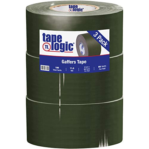Tafe Logic® Gaffers Tape, 11 מיל, 3 x 60 yds, ירוק זית, 3/מארז על ידי הנחה משלוח ארהב