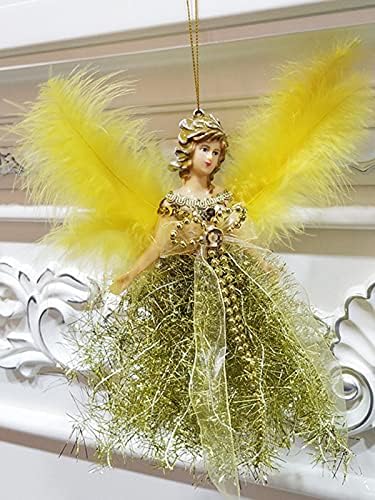 תליון מלאך חג המולד, תליון מיני בובה מלאך עם כנפיים, קישוט תליה עץ חג המולד, קישוט מלאך חלון