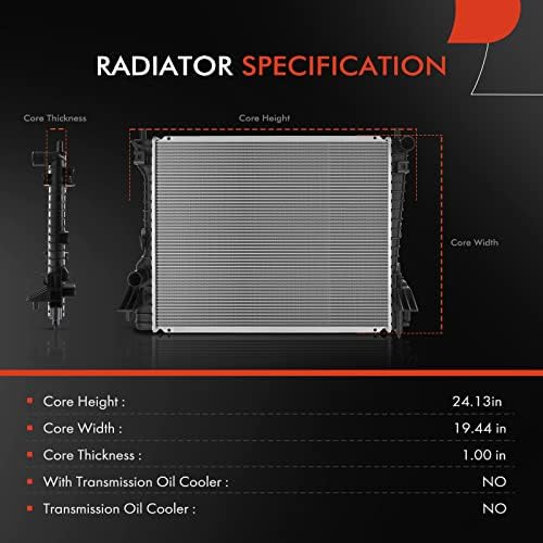 מכלול רדיאטור קירור מנוע פרימיום תואם לפורד מוסטנג 2005-2015, 3.7 ליטר 4.0 ליטר 4.6 ליטר 5.0 ליטר, תיבת הילוכים אוטומטית / ידנית, החלף
