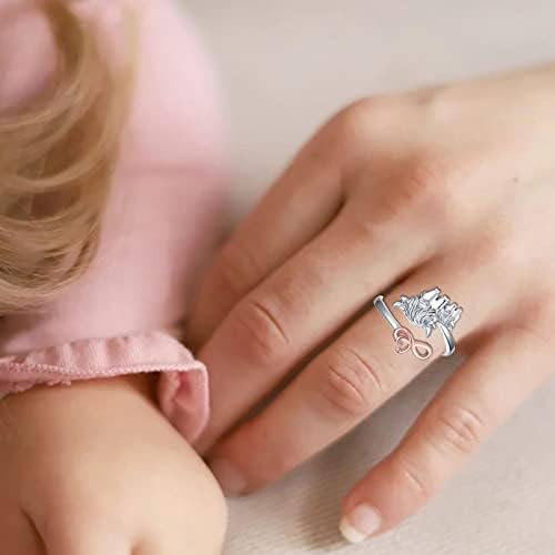 925 סטרלינג כסף היילנד פרה טבעת לנשים מעדן היילנד פרה אמא-ילד טבעת לאמא יום הולדת אמא של יום תכשיטי מתנה עבור בני נוער בנות בת נכדה
