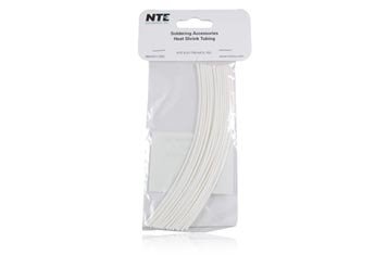 NTE Electronics 47-20306-W צינורות כיווץ חום, קיר דק, יחס כווץ 2: 1, קוטר 1/8 , אורך 6, לבן