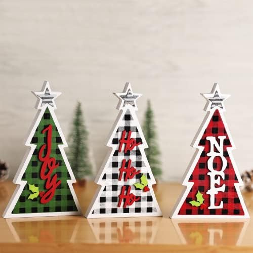עיצוב שולחני עץ לחג המולד עם סימן גמדי סנטה - קישוטים לחסימת עץ לחג המולד - חג המולד הוא השמחה של השלט המשפחתי למדף, שולחן, מגש שכבי ועיצוב