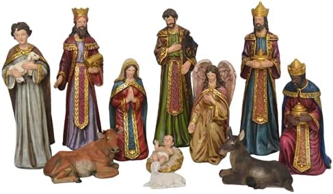 תינוק משפחתי קדוש מקושט ישוע, מרי ויוסף 13 אינץ '11 סנטימטר חג המולד קתולי מתנות דתיות נוצריות קתוליות סט סצנת הילידים