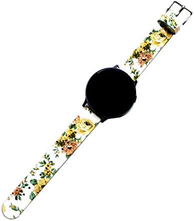ניקסטון פרחוני FL-1 פס ורדים צהובים תואם ל- Samsung Galaxy Watch 3 41 ממ, צפו פעילים 2 40 ממ, צפו פעילים 2 44 ממ שעונים חכמים רצועת עור