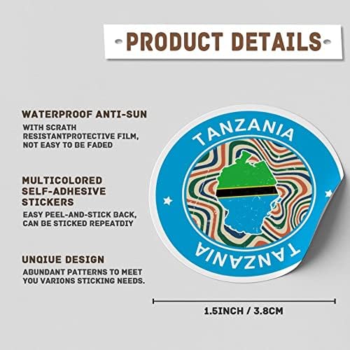 גואנגפט טנזניה דגל המדינה מפת מדבקות טנזניה עגול מדבקות תווית המדינה עיר מזכרות 1.5 אינץ פטריוטית מדבקות לרכב חלון פגוש מים בקבוקי מחשב