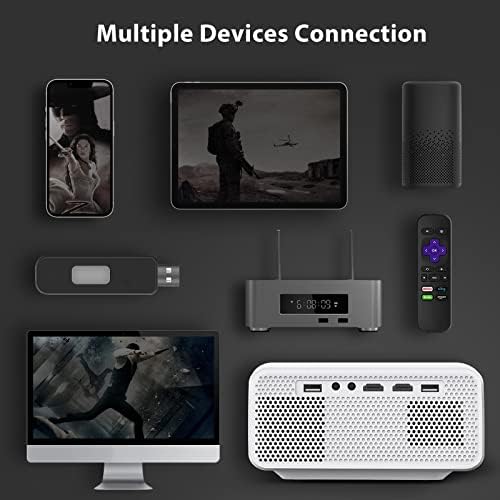מקרן Febfoxs עם WiFi ו- Bluetooth - 12000Lux 400 ANSI LM יליד 1080p מקרן נייד עם תיק, מקרן סרטים FHD, תומך ב- 4K ו- Zoom, תואם W/טלפון/PC/DVD/PS5