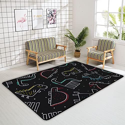 זוחל שטיח מקורה משחק מחצלת דינו חמוד שחור לסלון חדר שינה חינוכי חינוך משתלת שטיח שטיח 72x48 אינץ '