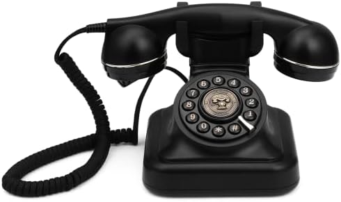 טלפון קווי רטרו רטרו, טלפונים קוויים מיושנים עם פעמון מתכת קלאסי, טלפון חוט וינטג 'משנות השישים, פונקציה חוזרת טלפונית שחורה קלאסית למשרד