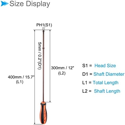 מברג פיליפס של קוקאד, ראש צלב אחד 12 פיר עגול פלדה S2, קצה מגנטי לא ידית החלקה -