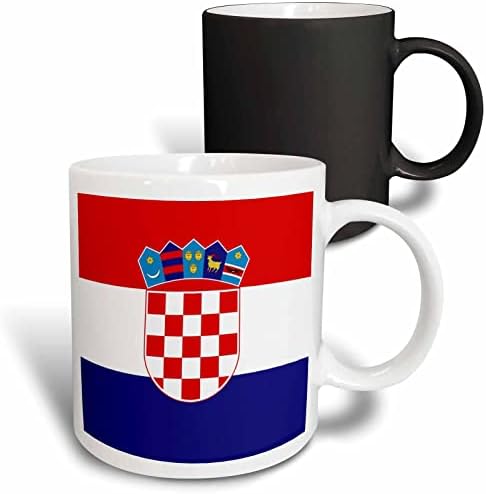 3 רוז ספל_158301_1 דגל של קרואטיה קרואטי אדום לבן כחול פסים קרואטי מעיל של זרועות מגן אירופה המדינה העולם קרמיקה ספל, 11-אונקיה