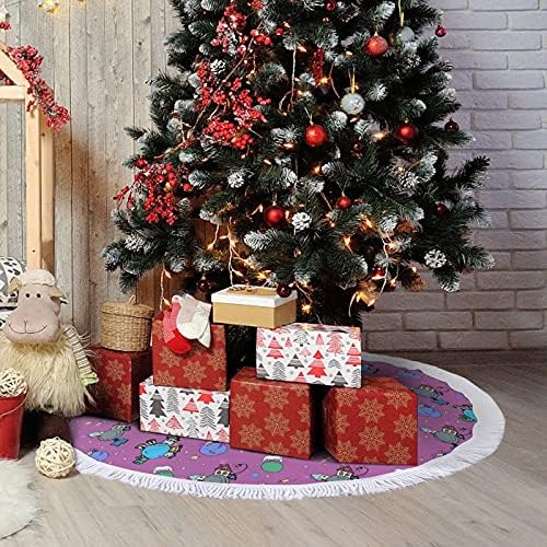 קוסמי נעים עם כוכבי לכת חמודים מחצלת חצאיות עץ חג המולד עם קישוטים למסיבות חג לחוות ליל כל הקדושים 48 x48