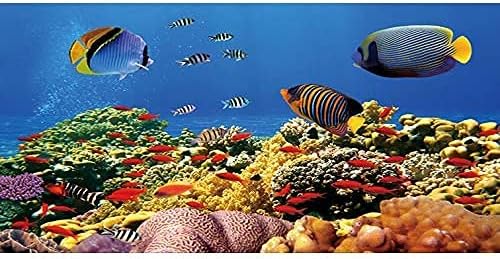 AWERT 48X20 אינץ 'נושא תת -ימי אקווריום רקע צבעוני אלמוגים דגים טרופיים מתחת למים מיכל דגים רקע ויניל
