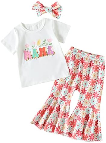 אמהות יום אמהות תלבושות נערות באביב בגדי קיץ מגדירים ילדים בגלי תלבושות פרחים תלבושות מודפסות מותניים נמתחים
