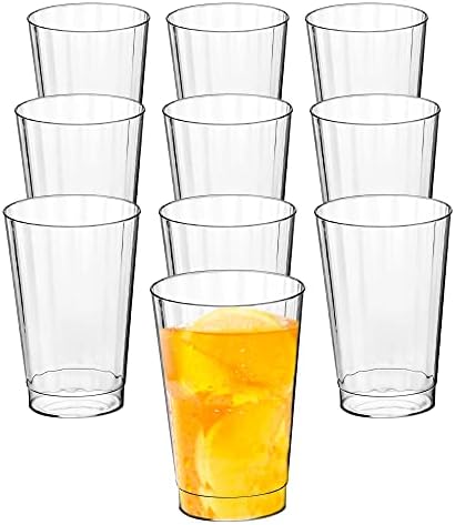 דקוראק 10 כוסות פלסטיק, 12 אונקיות צלולות קריסטל-כוסות פלסטיק בחינם, זכוכית צד חד פעמית, כוס שתיית משקאות