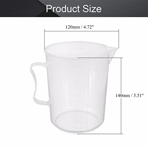 2 יחידות כוס מדידה 1000 עמ ' פלסטיק בוגר כוס שקוף למעבדה מטבח נוזלים