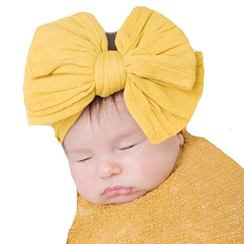 תינוק גדול קשתות סרטי ראש ניילון סרטי שיער שיער קשתות גומיות שיער אביזרי עבור תינוק בנות יילוד תינוקות פעוטות ילדים, צהוב
