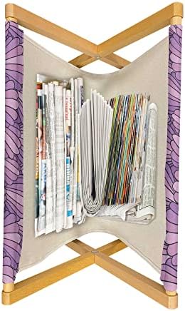 מגזין פגזים של Ambesonne ומחזיק ספרים, צדדי נוי משולבים דפוס דפוס דפוס מדורג, עיצוב מתלה רצפה לפנים הבית והמשרד, 22 x 19, סגול וורוד בהיר