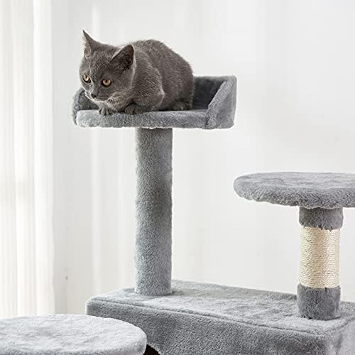 חתול מגדל, 52.76 סנטימטרים חתול עץ עם סיסל גירוד לוח, חתול עץ קיר עם מרופד פלטפורמה, 2 יוקרה דירות, עבור חתלתול, חיות מחמד, מקורה פעילות