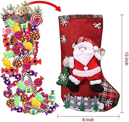 Fanshidi 13 גרב חג המולד, גרבי גרביים גדולים קלאסיים גדולים סנטה, איש שלג, אייל, אופי דוב חג המולד לקישוטי מסיבות חג המולד של משפחת חג