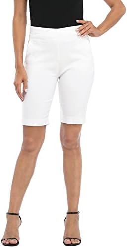 HDE משוך במכנסיים קצרים ברמודה לנשים אמצע עלייה 10 מכנסיים קצרים עם כיסים