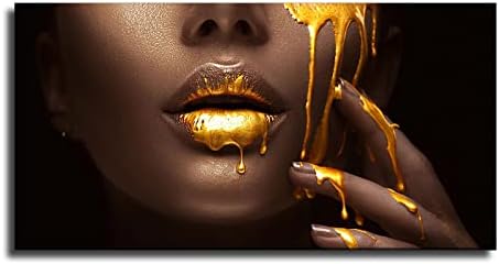 שפתון זהב שחורים שחורים מציירים פוסטר אישה אפריקאית ומדפיסים תמונה אמנותית לקיר לתפאורה ביתית