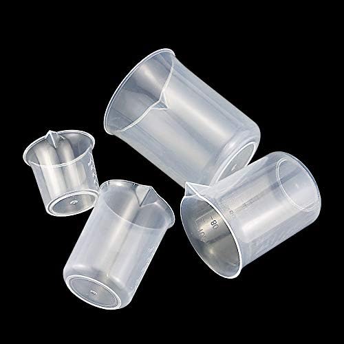 סט כוסות פלסטיק בגודל 7 גדלים, כוסות מיכל נוזלי מדורגות במדידה ברורה ב-25 מיליליטר/50 מיליליטר / 100 מיליליטר/150 מיליליטר/250 מיליליטר/500