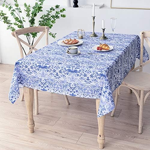 אובאל ויליאם מוריס שולחן שולחן מקורי עיצוב מקורי בד שולחן כחול לשולחנות מלבן מלבש כיסוי שולחן בדים פוליאסטר מכסה קישוטי אוכל מטבח חיצוני